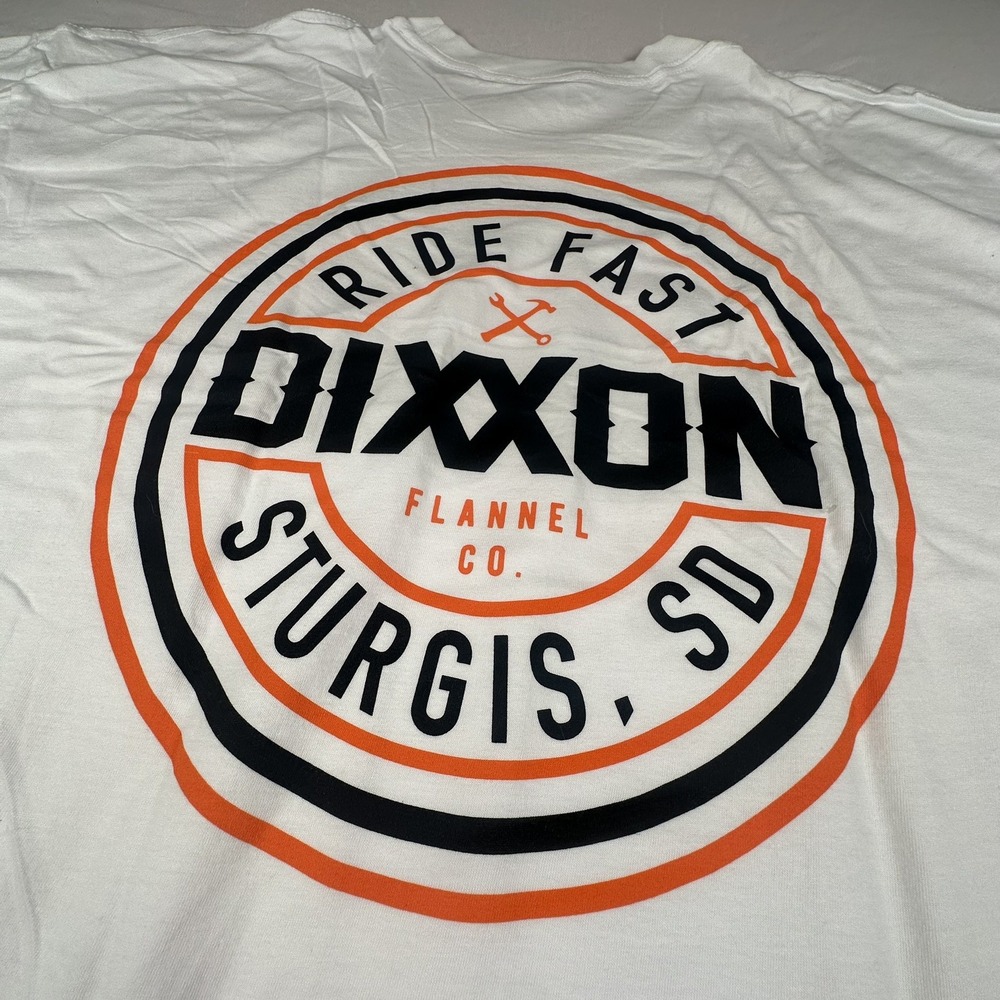 Dixxon Mens Shirt 2XL White Sturgis Tee Ride Fast USA Made Motorcycle Rally NEW